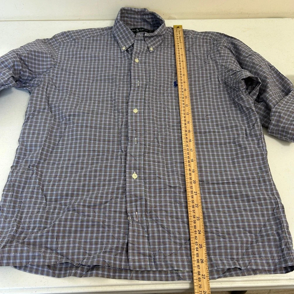 Polo Ralph Lauren Classic Fit Check Button Down Shirt Blue Green Mens 15 32/33